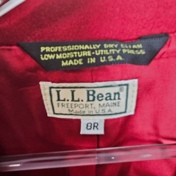L.L Bean Vintage Lined Wool Blazer Jacket Womens Holiday Christmas Red One Butto - Picture 2 of 4